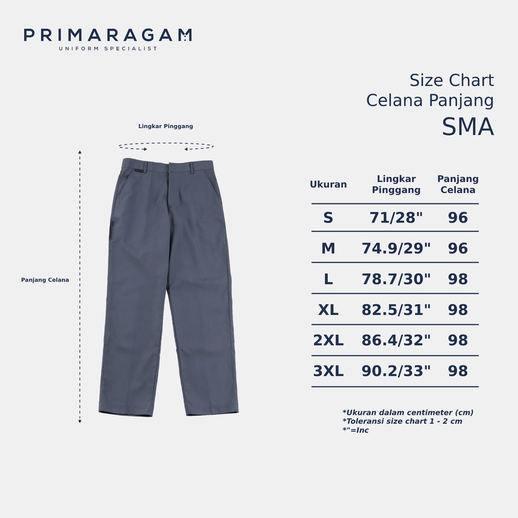 Primaragam Celana Sekolah Sma Abu Abu Pria Slimfit Pensil Regular Slim Fit Smk Osis