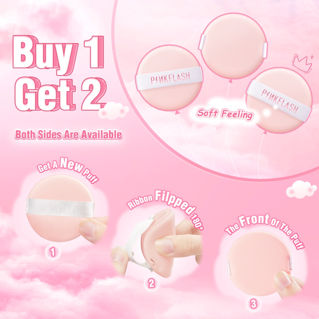 PINKFLASH Double-Side Use Puff Air cushion Soft Cosmetic Puff Comfortable Touch Marshmallow Teardrop Puff Tools