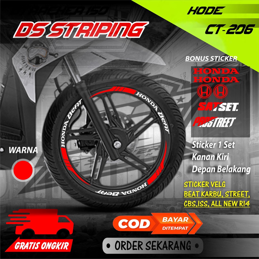 Ct-206 Cutting Stiker Velg Beat variasi pelek bagus nyala