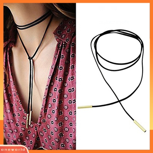 [WONE] Vintage Eropa Wanita Seksi Semua Pertandingan Flanel Choker DIY Kalung Rantai Panjang