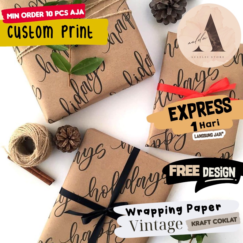 

Wrapping Paper CUSTOM Vintage Craft COKLAT Paket Olshop/ Kertas Pembungkus /Paper Wrap/ Wrap aesthetic