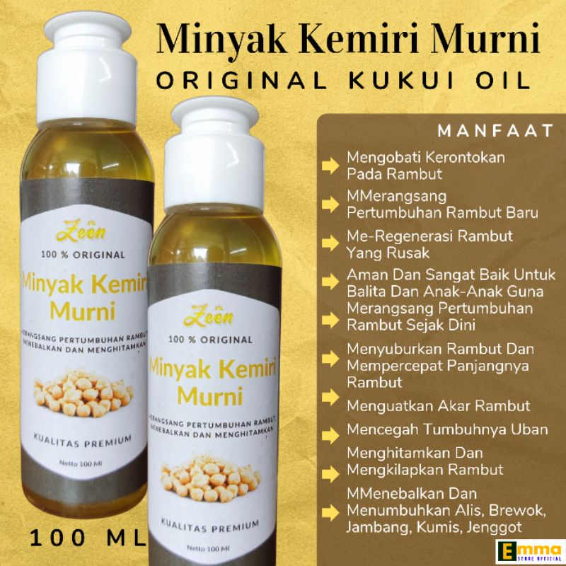 Minyak Kemiri Murni 100 ml | Pure Kukui Cold Pressed Oil | Penumbuh Rambut