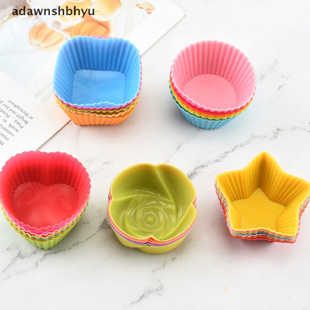 Adawnshbhyu 7 Pcs/lot Silikon Cup Kue Berbentuk Bulat Muffin Cupcake Cetakan Kue Perlengkapan Masak Dapur Rumah Dekorasi Kue Tools ID