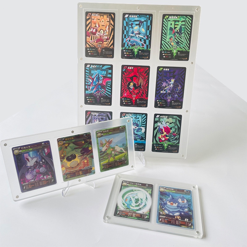 1per2x3 /4/9Slot Frame Foto Akrilik Dengan Alas Idol Photo Card Postcards Display Organizer Desktop Standing Game Cards Collection