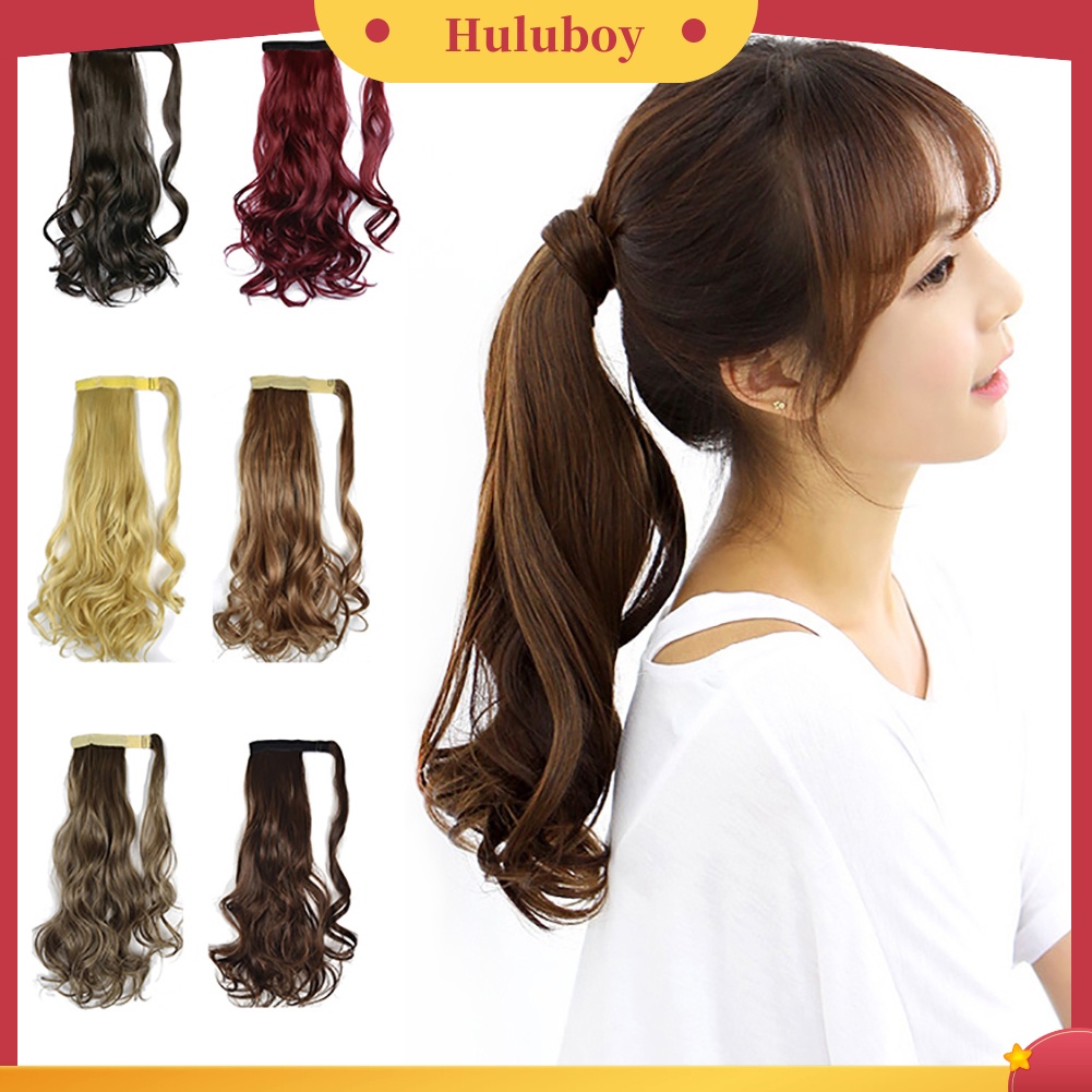 Wig Rambut Ekstensi Model Keriting Gelombang Bahan Serat Sintetis Ukuran 18 Inci