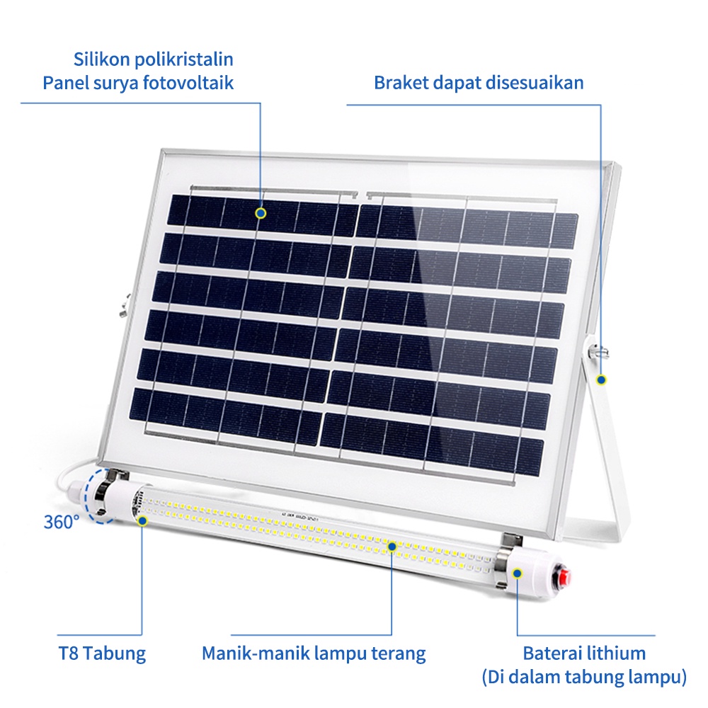 BENIH Garansi Satu Tahun Solar Tube lampu neon 100W Emergency Lampu Outdoor Solar Garden Light IP67 Waterproof High Quality Solar Lampu Dengan Remote Control Cocok untuk indoor dan outdoor