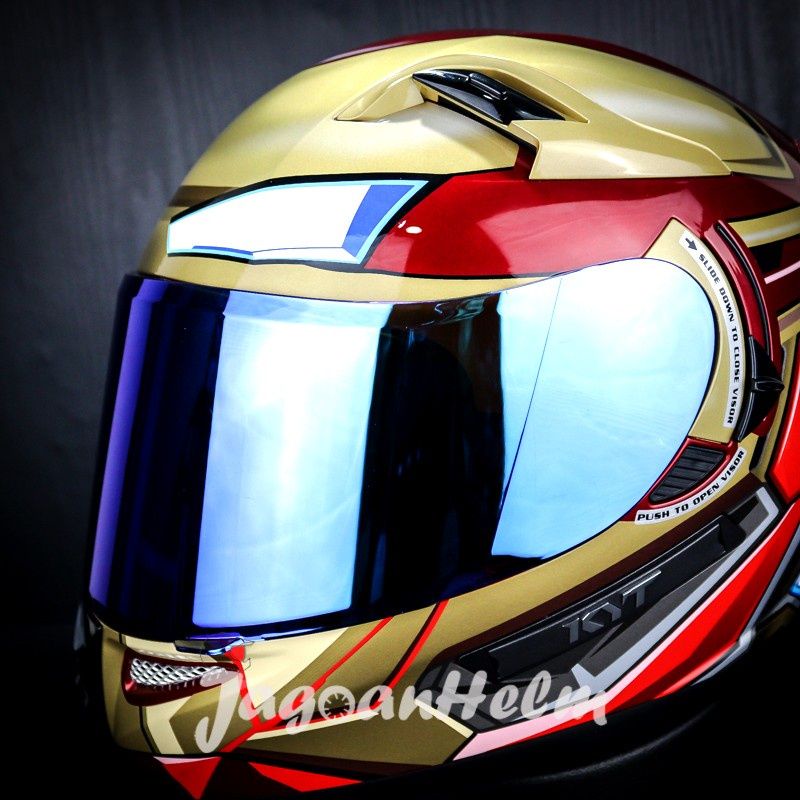 VISOR HELM KYT IRIDIUM BLUE | R10 - RC SEVEN - K2 RIDER | CUSTOM  (HUNDARB)