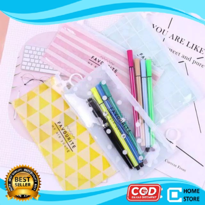 

Tempat Pensil Transparan Zip Tempat Kosmetik Zip / Pouch Sleting Transparan Serbaguna