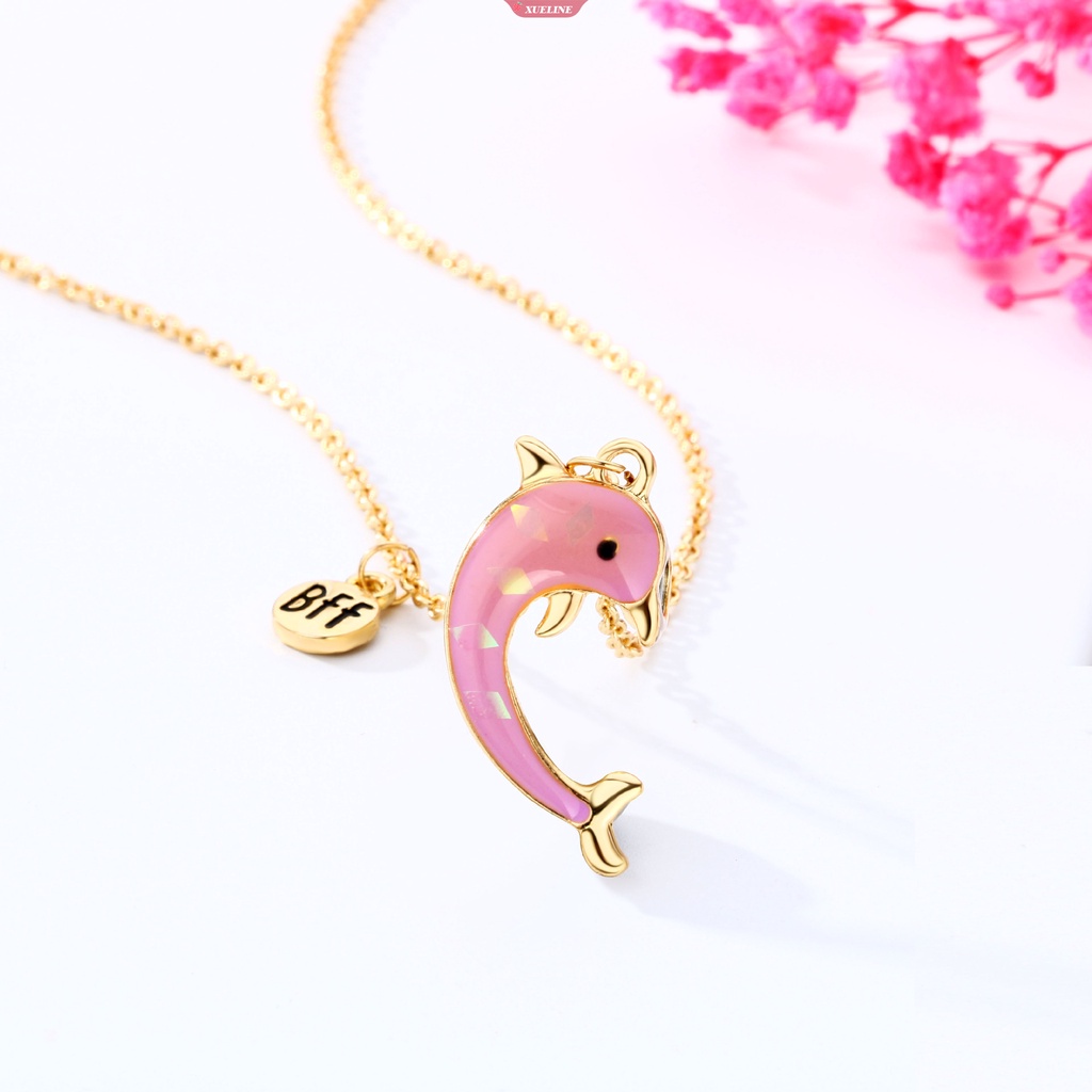 Fashion Baru dolphin alloy drip Minyak Kalung Kartun Anak Kalung set BFF Teman Baik bestie Kalung Penjualan Panas [ZXL]