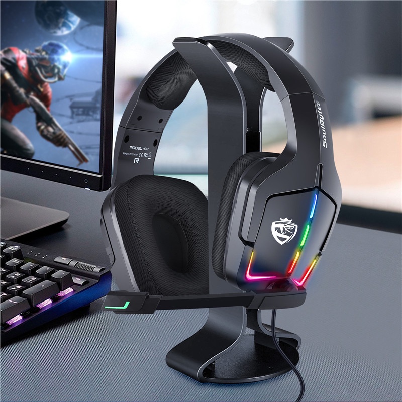 Sicibel S12 Headset Gaming Dengan Noise Canceling + Mic + Lampu LED Untuk PC Mac PS4 PS5 Switch Xbox One