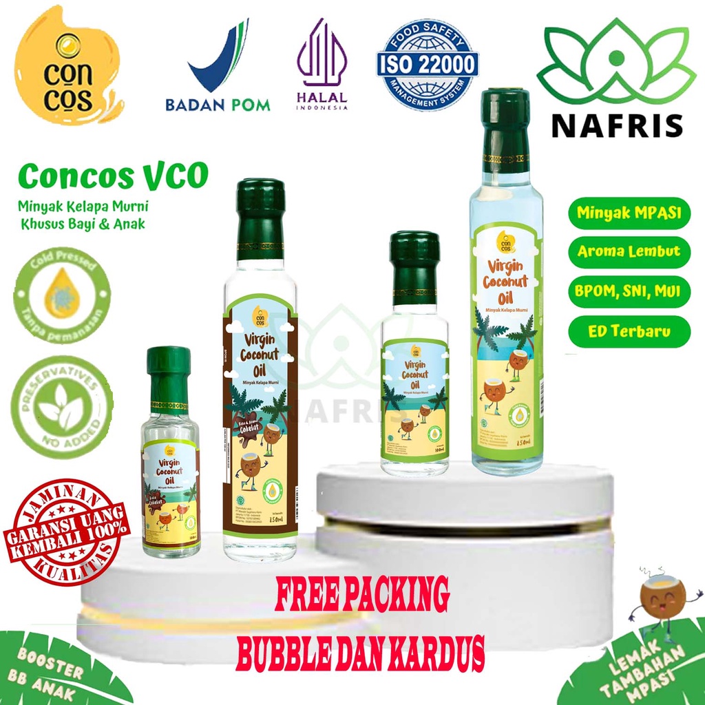 ♥️Nafris♥️Concos Virgin Coconut Oil Kids|VCO |Minyak Kelapa Murni 100ml 250ml Baby|Mpasi Bayi
