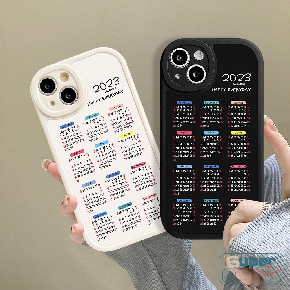 Casing Untuk Realme C53 C31 C35 C30 C55 C15 C21Y C25 C11 C12 C30s C25Y C25s GT 9i 8i 8 5 8 10 Pro 6i 5i 5s 6s 6 7i C17 C21 C2 C20A C3 C17 C20 Pasangan TPU Lembut Casing Belakang Kalender 2023