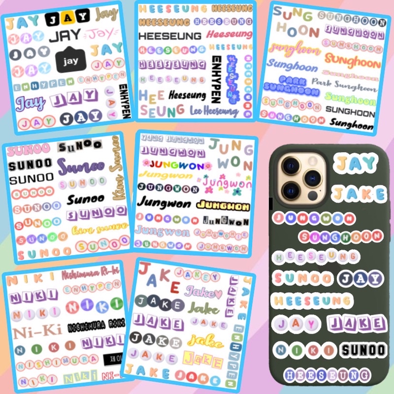 

Stiker Nama Enhypen ( Sudah cutting ) Aesthetic cute Deco Jay Jake Jungwon Niki Sunghoon Sunoo Heeseung / Sticker kpop Engene Name