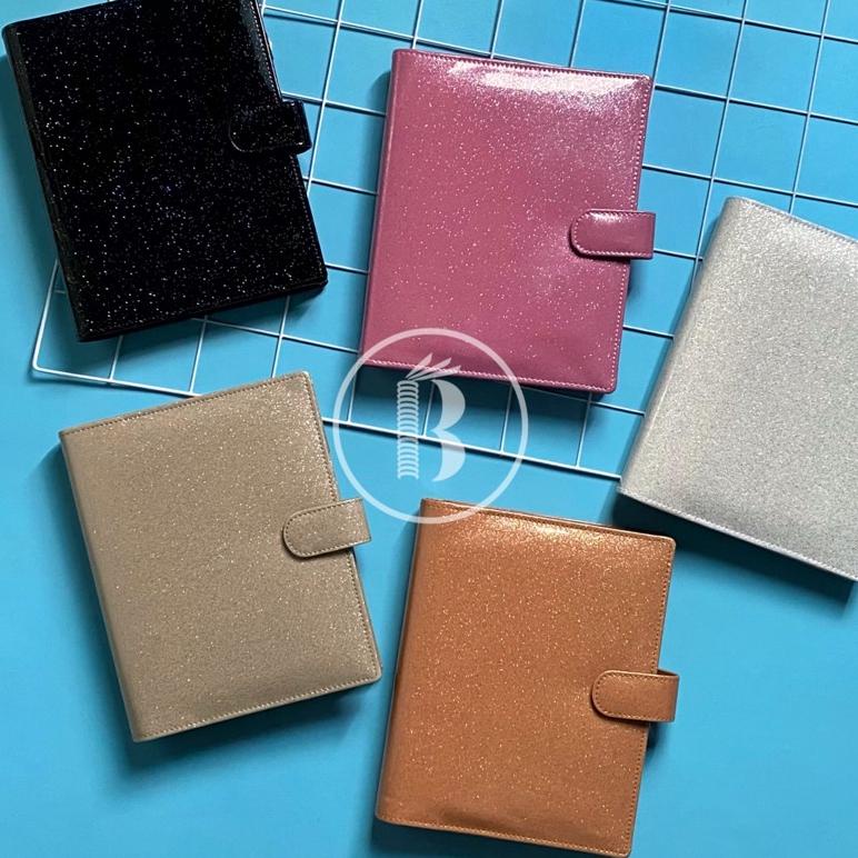 

BINDERMU READY BINDER PREMIUM GLITTER GLOSSY MULTIRING 20RING A5 6RING A6 26RING B5 6 HOLE LUBANG TERLARISS...,,,,,