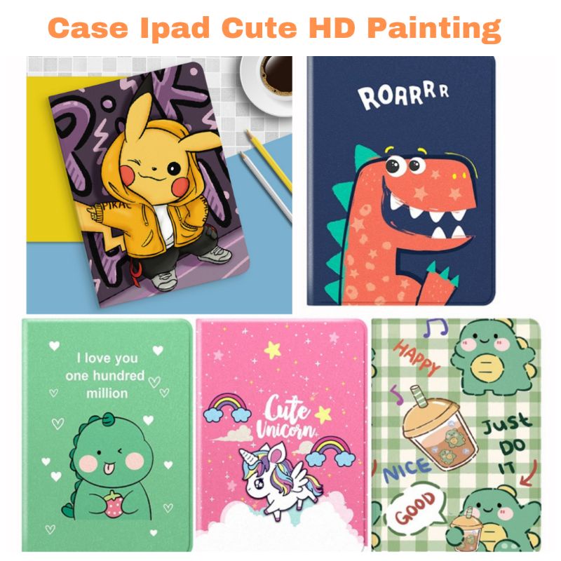 Case Ipad 9 10.2 Inch Gen 7/8/9 With Pen Slot Smart Autolock Casing Ipad Pro 11&quot; 2020 2021 Bergambar Animasi Lucu HD Printing