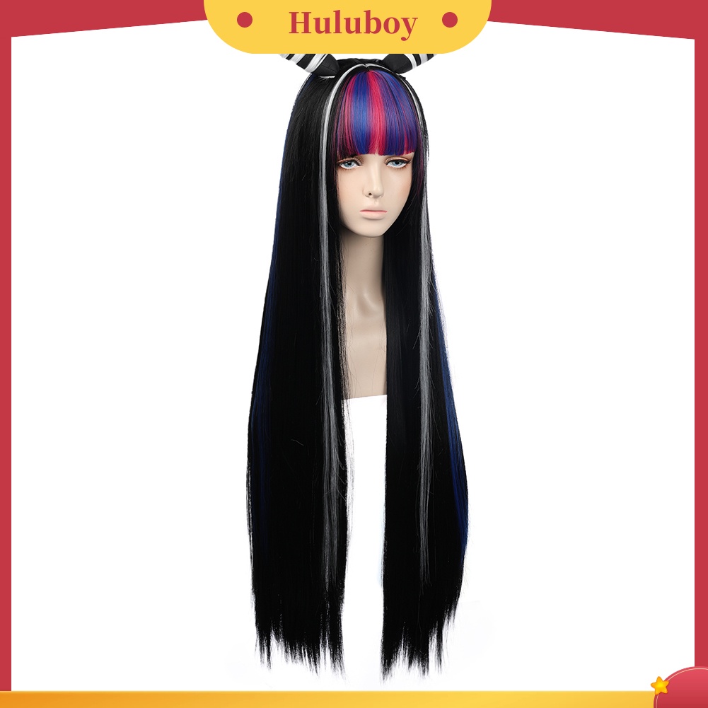 Wig Rambut Panjang Lurus Dengan Poni Warna-Warni Untuk Cosplay Anime