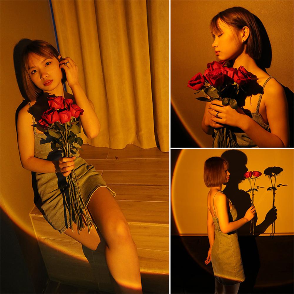 Timekey Ins Happy Birthday Photograph Background Projection Lamp Moon Sunset Proyektor Foto Prop Kreatif Perlengkapan Dekorasi Pesta Ulang Tahun I2T8