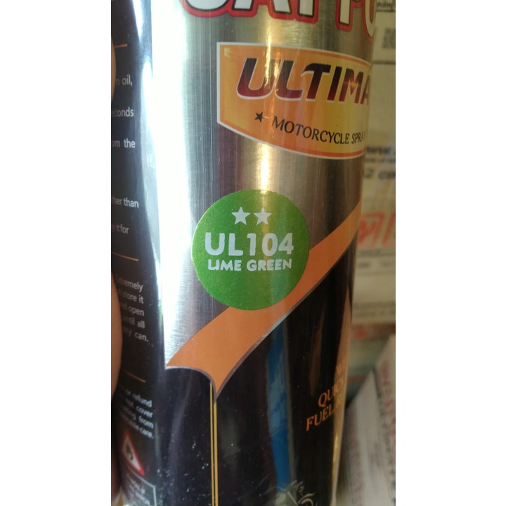 cat spray pilok pilox cat semprot sapporo ultimate saporo UL104 lime green ul 104 hijau muda metallic hijau cerah 400ml