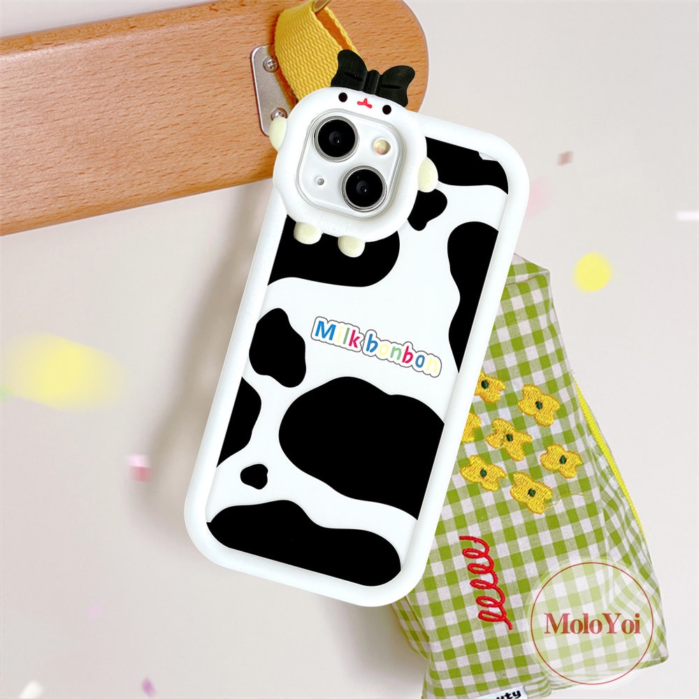 Soft Case Motif Kartun Sapi 3D Untuk iPhone 11 6 6s 7 8 14 Plus XR 14 12 13 Pro MAX X XS MAX SE 2020