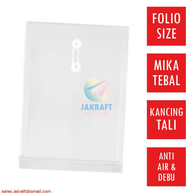 

PROMO 12 Pcs Map Amplop Plastik Tali Folio F4 (Putih Bening) Transparan