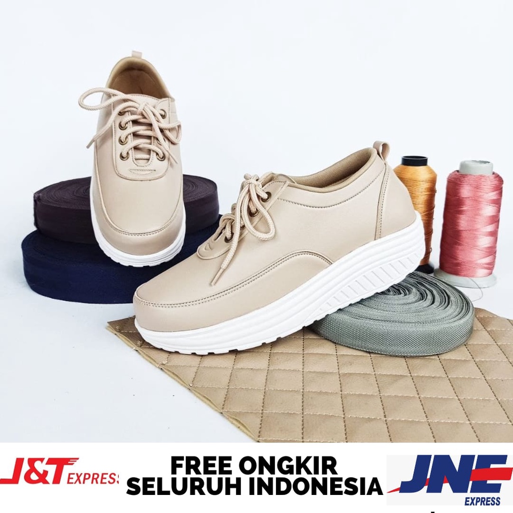 Sepatu Wedges Wanita One Love Sepatu Best Seller Cewek Kekinian Terbaru Super Branded Kulit Sintetis