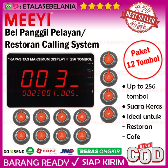Bel Meja Restoran 1 Display dan 12 Call Button - MEEYI Y-G10-C x Y-V1