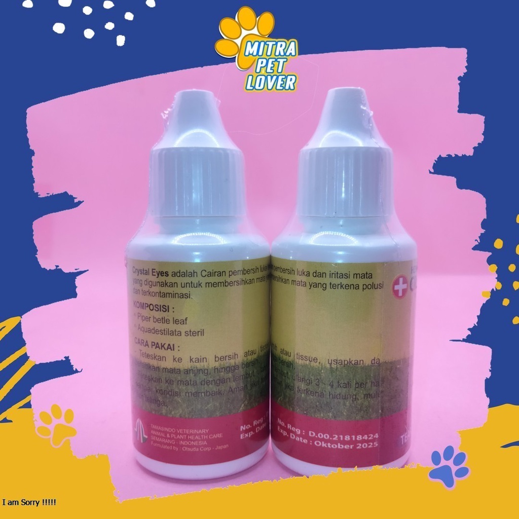 CAIRAN PEMBERSIH MATA ANJING - CRYSTAL EYES DOG DROP 30ML - UNTUK MENGOBATI MEMBERSIHKAN IRITASI MATA BERAIR DOGGY PUPPY DOGGIE- MURAH ASLI GARANSI KUALITAS ORIGINAL - PET ANIMAL TAMASINDO OBAT KESEHATAN &amp;  VITAMIN TERNAK HEWAN  MITRAPETLOVER