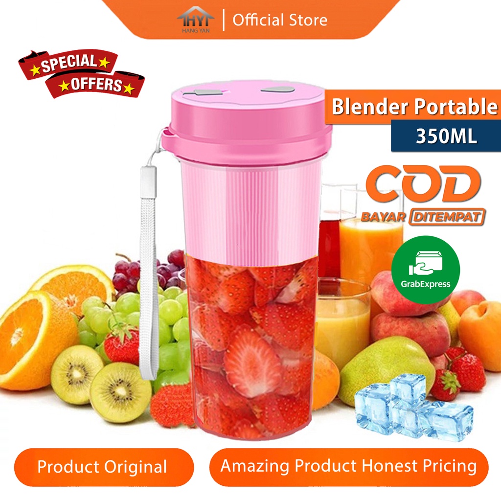 Blender Jus Juice Portable Juicer Mini 350ML USB Wireless 4 Mata Pisau