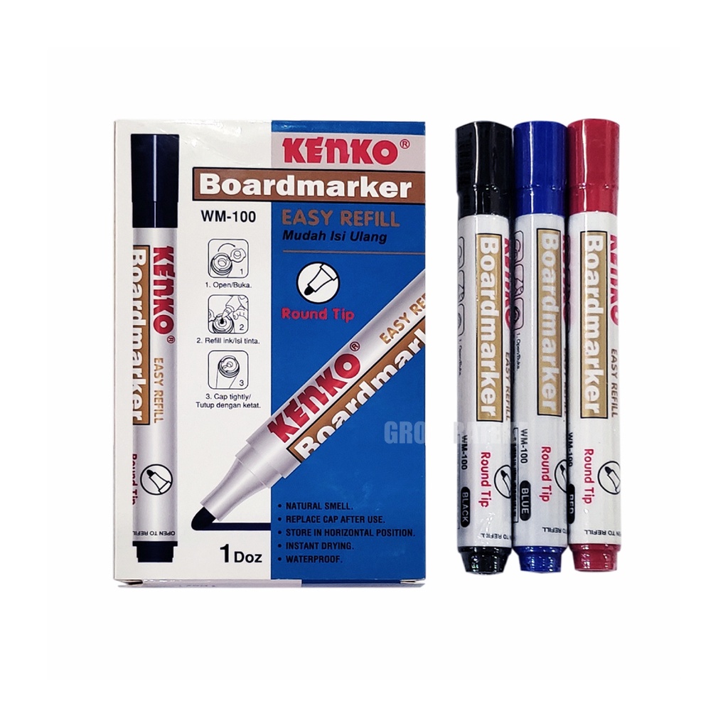 

SPIDOL WHITEBOARD, SPIDOL PAPAN TULIS KENKO WB MARKER WM-100 HITAM / MERAH / BIRU