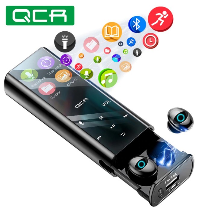Wireless Bluetooth Earphone Multifunction MP3 Player IPX7 - Black
