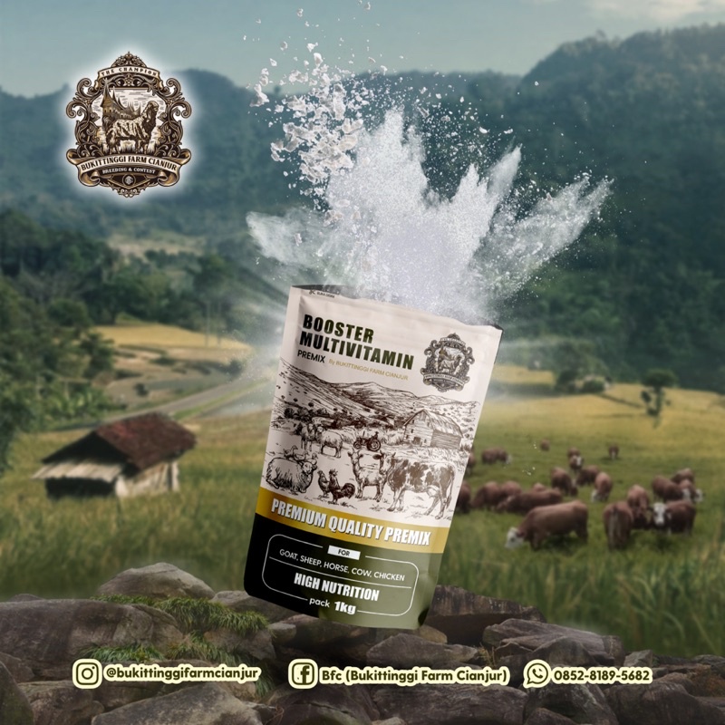 Booster Multivitamin Premix - Multivitamin ternak , vitamin ternak., premix hewan ,premix sapi,Rumin