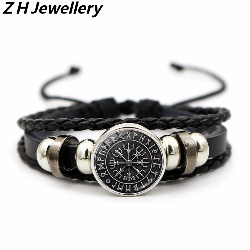 [Z H Jewelry] Gelang Kulit Kompas Fashion Pria Viking/Aksesoris Perhiasan Pesta 18CM~21CM