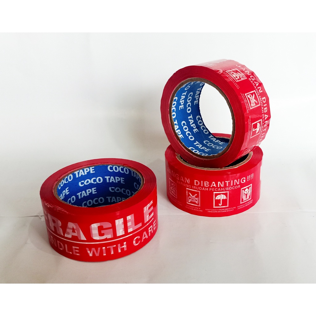 

LAKBAN FRAGILE MERAH 2 Inch (48mm) 90Yards 2 BAHASA LENGKAP