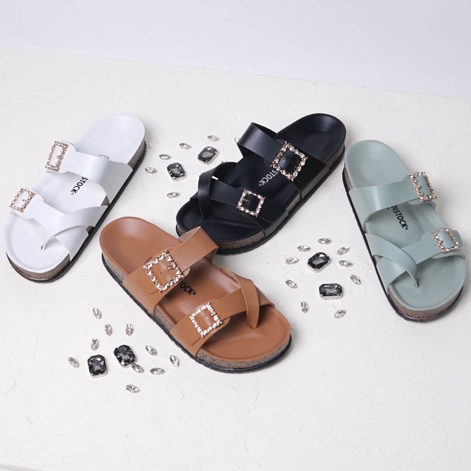 LAPEPA YUK - Dunkenstock KIARRA Sandal Wanita Jepit Tinggi 2cm Size 36 - 40 Tidak Licin Sendal Japit Beleza Wedges Slop Birken Dunkenstok Rumah Belezza 37 38 39 Warna ALL Black Hitam Bellezza Kekinian Premium Terbaru Shoes Ori Original Mall Official Stor