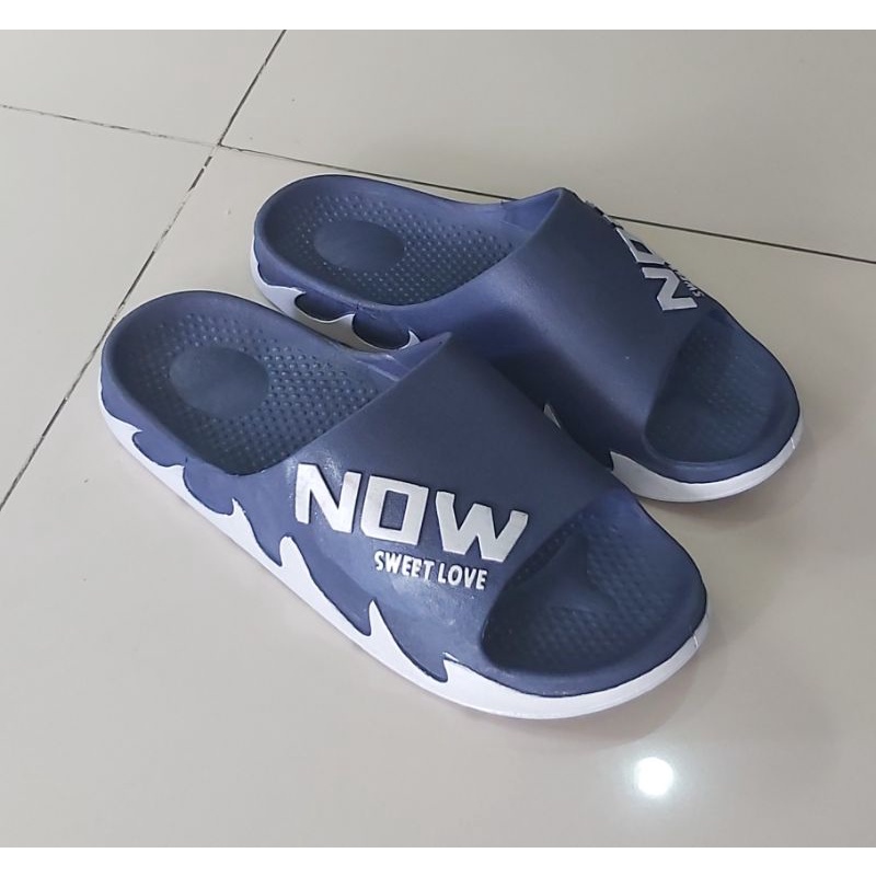 Sandal Karet Pria Q-Now Empuk Tebal Anti Selip Selop Pria PVC