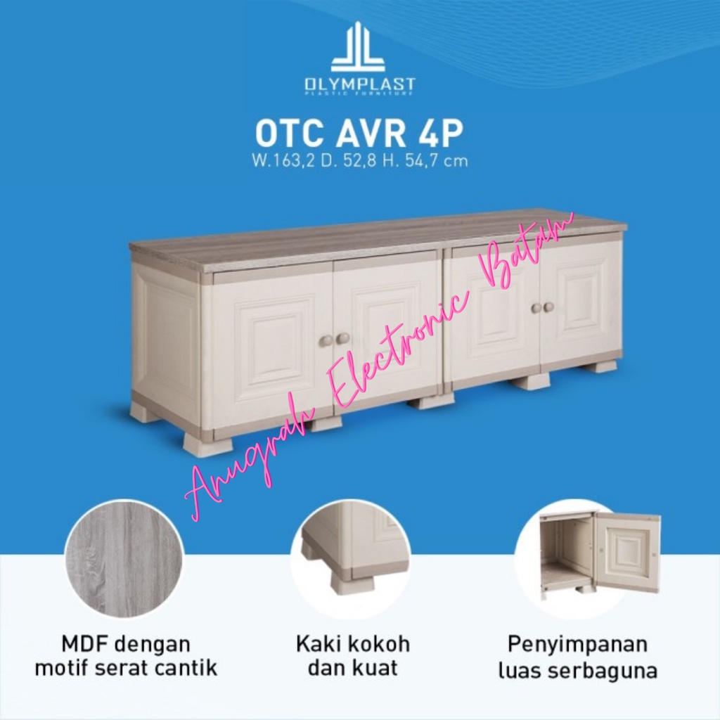 Olymplast OTC AVR 4P Lemari Meja TV Nakas Rak TV Bufet Plastik 4 Pintu BATAM