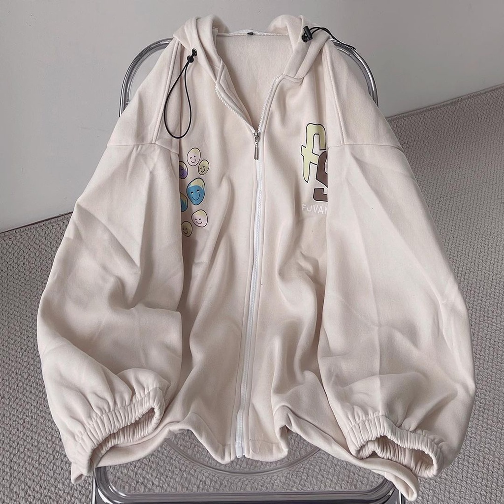 BUBLE BIG HOODIE ZIPPER OVERSIZE - SWEATER JAKET WANITA OVERSIZE KOREAN STYLE