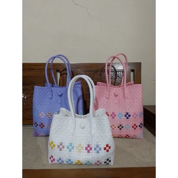 Tas anyaman Jally premium JUMBO motif bunga