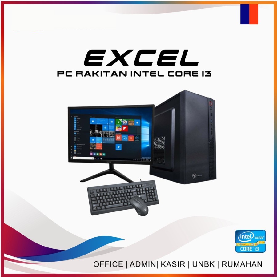 CPU PC Rakitan Full Set Intel Core I3 10100F RAM 8GB SSD 256GB LED 19"