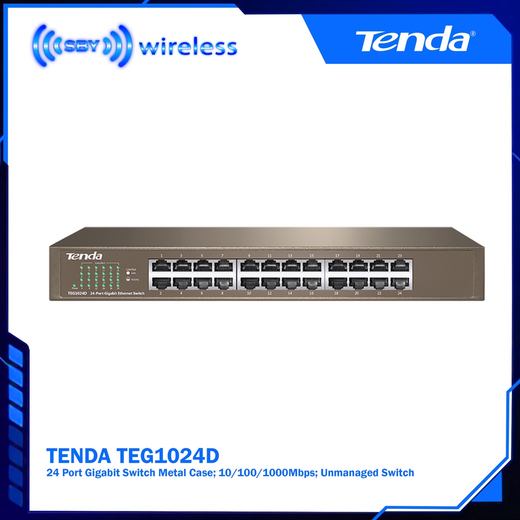 Tenda TEG1024D 24 Port Gigabit Switch Metal Case TEG-1024D 10/100/1000Mbps UNmanaged Switch