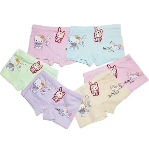 6 pcs celana dalam anak  perempuan model boxer bahan katun import