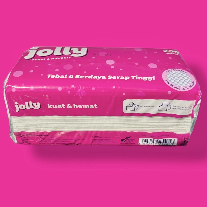 Jolly Facial Tissue 200 Sheets 2Ply 4 Pack | 1 BANDED ISI 4 Tisu Jolly 200 Sheets