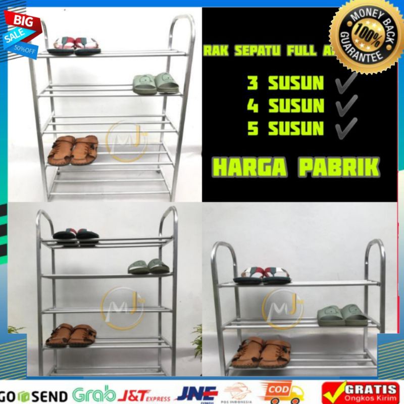 RAK SEPATU 3 SUSUN , 4 SUSUN , 5 SUSUN | RAK SEPATU ALUMINIUM FULL