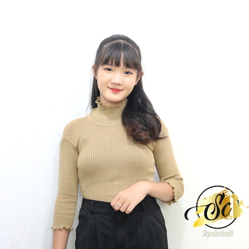 [✅COD ]  TurtleNeck LENGAN 3/4 Kriwil Neci Rajut Wanita