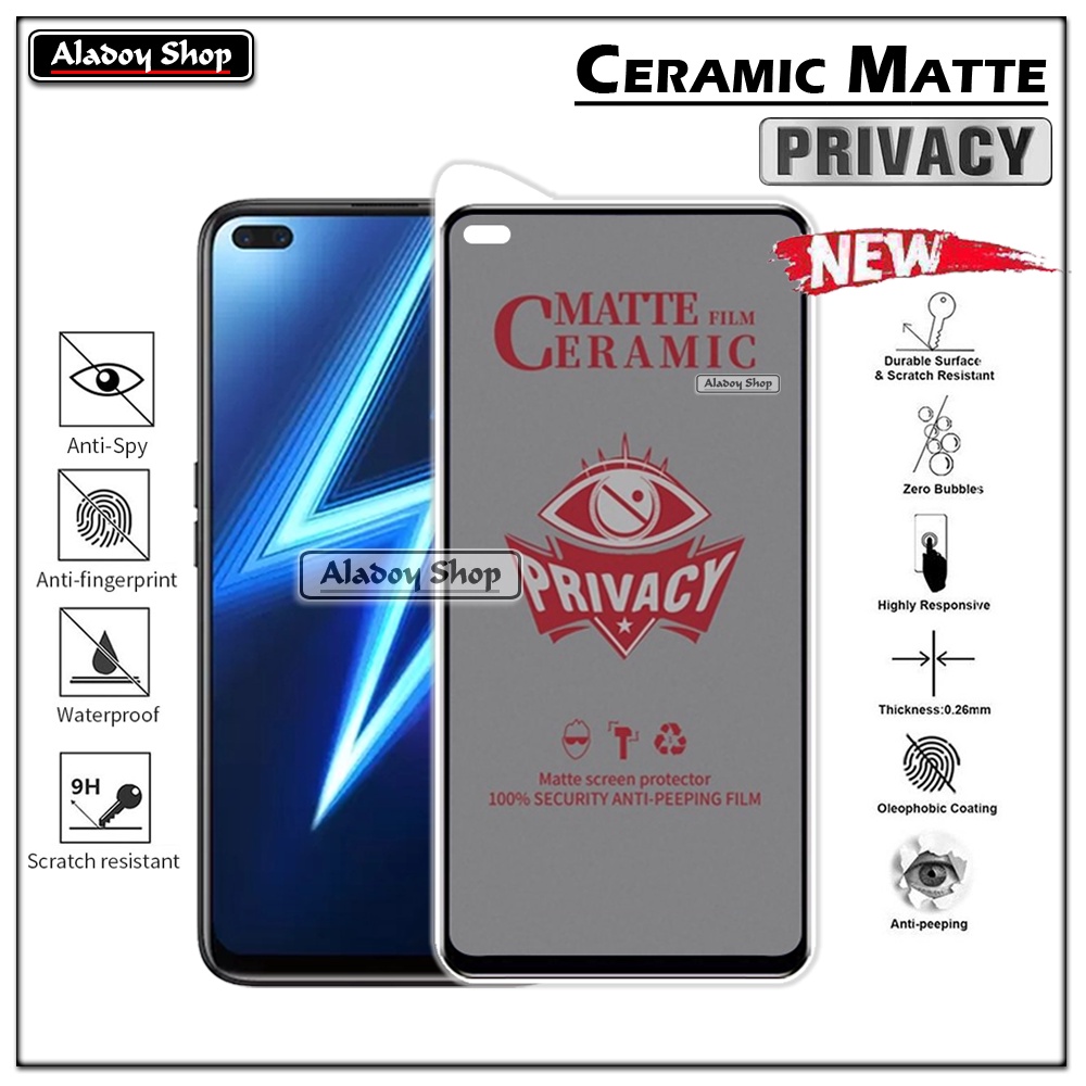 Tempered Glass Anti SPY Realme 6 Pro Anti Gores Privacy + Tempered Glass kamera dan Skin Carbon