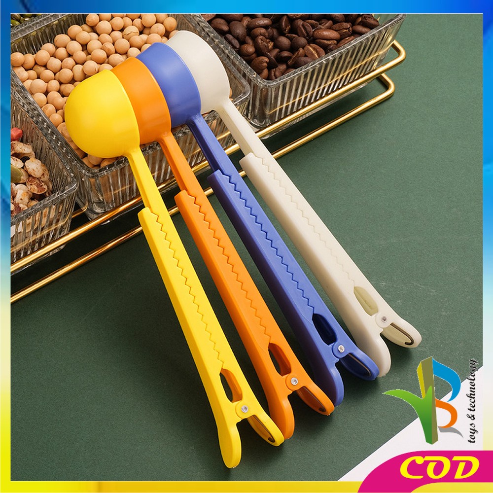 RB-C512 Sendok Takar 2in1 Dengan Klip Segel Penjepit Multifungsi / Sendok Kopi Bahan Plastik Jepit Bungkus / Measuring Spoon With Sealing Clip