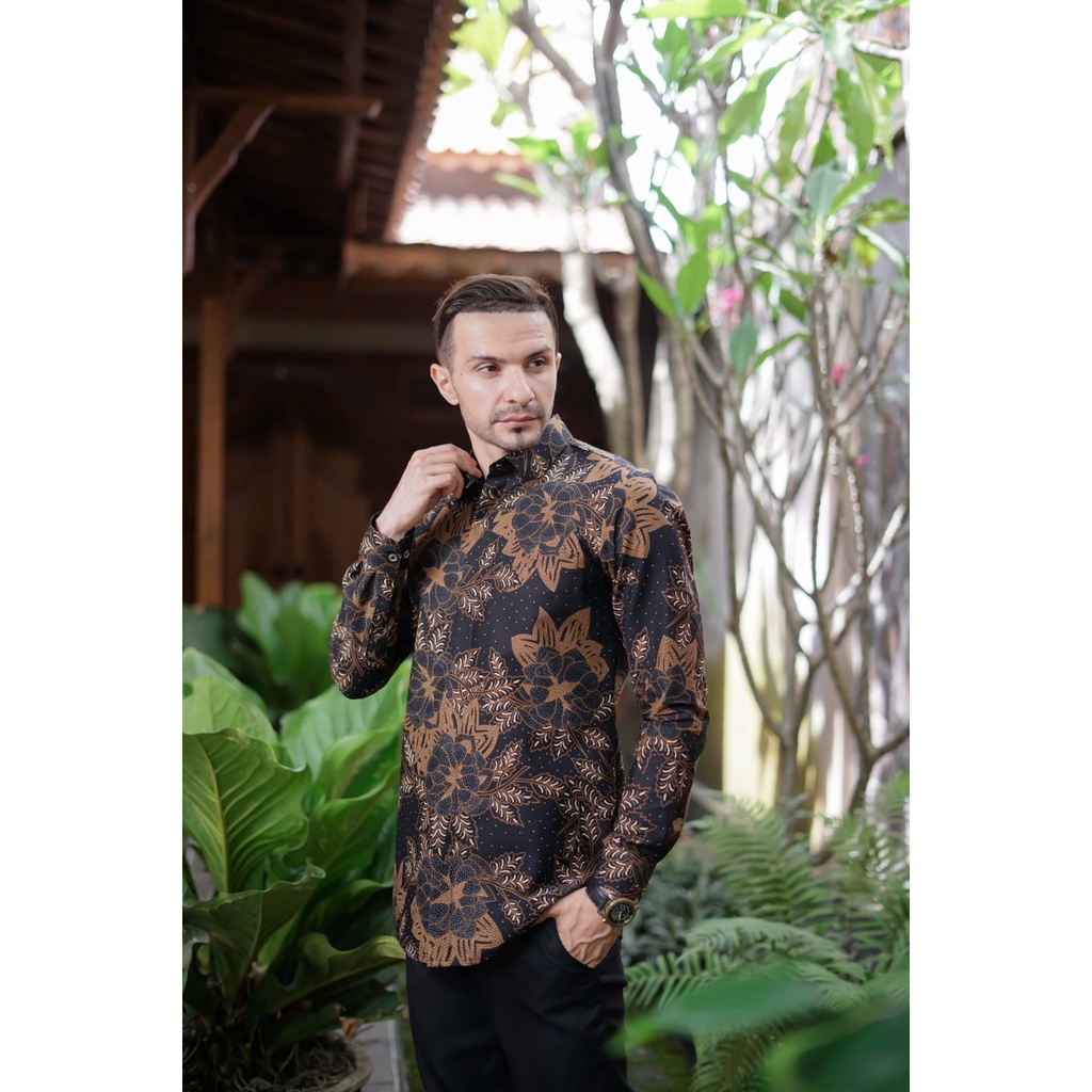 ASWATAMA kemeja batik pria slimfit lengan panjang terlaris bahan katun premium halus full furing original