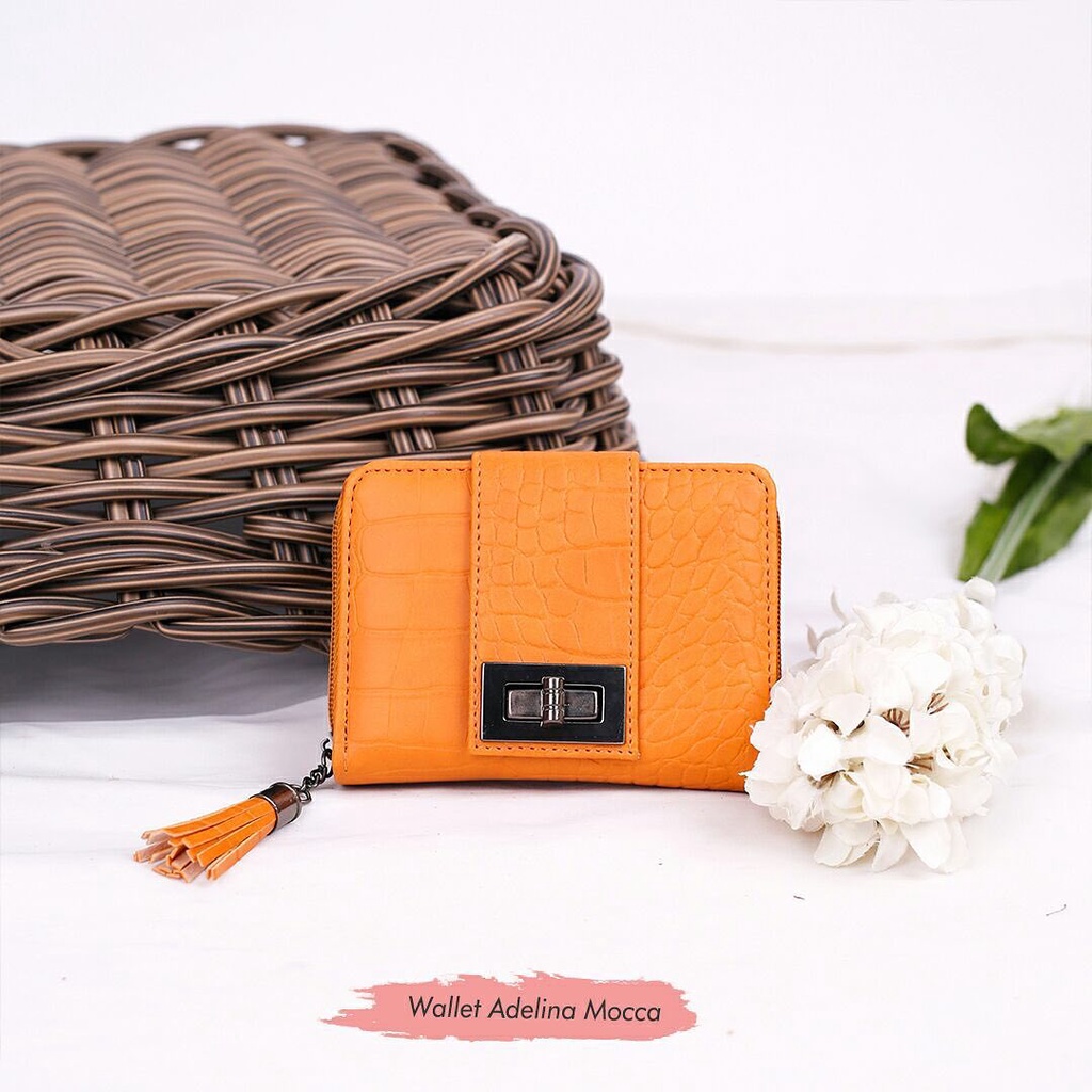 Dompet Adelina Trendy Wallet Fashionable Dompet Wanita Murah Warna Maroon Mocca Bahan Croco