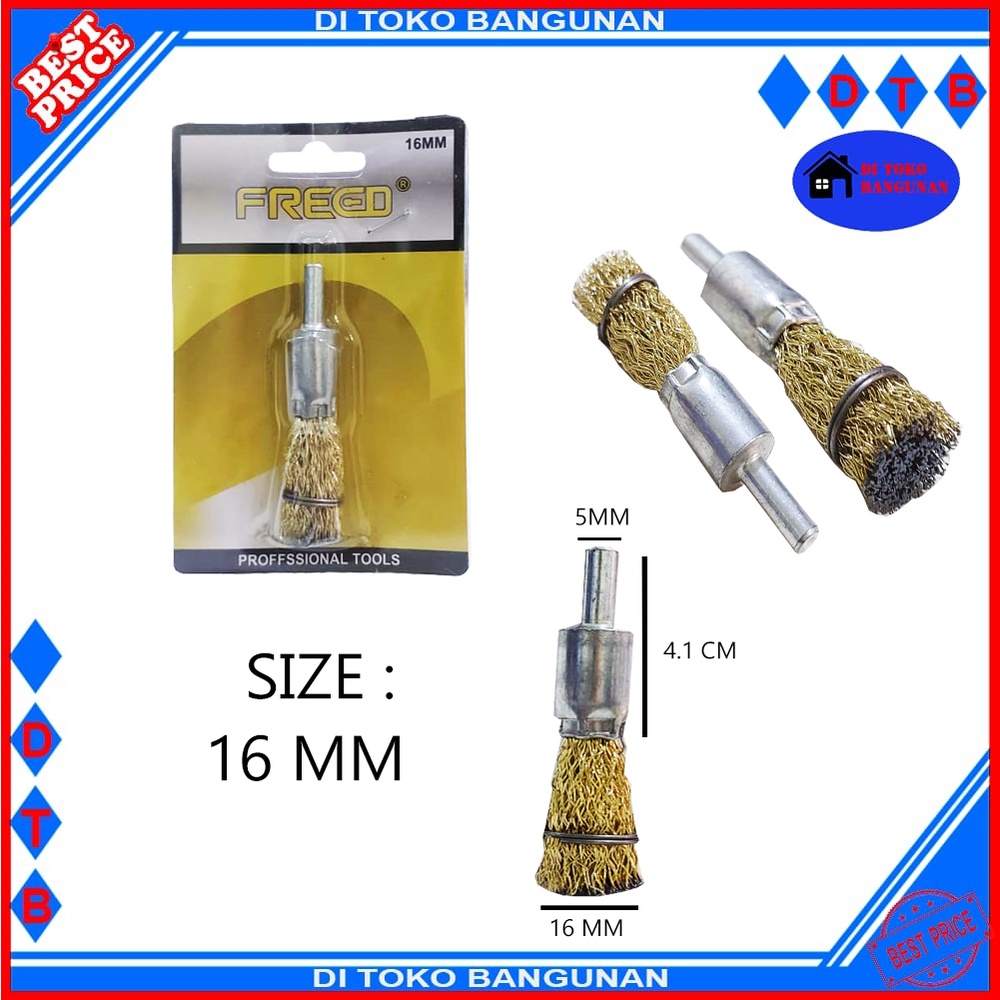 Sikat Kuningan Sikat Kawat Mini Freed 16MM - Set Isi 3pc