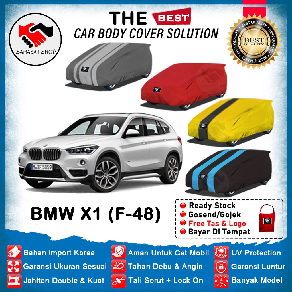 Sahabat Body Cover Mobil BMW X1 / Sarung Penutup BMW F48 Outdoor 2015 2016 2017 2018 2019 2020 2021 2022 / Mantel Selimut Tutup Jas Kerudung Pelindung Mantol Kelambu Pembungkus Kerodong Terpal Bungkus Mobil BMW F-48 Waterproof Anti Air Model Biru